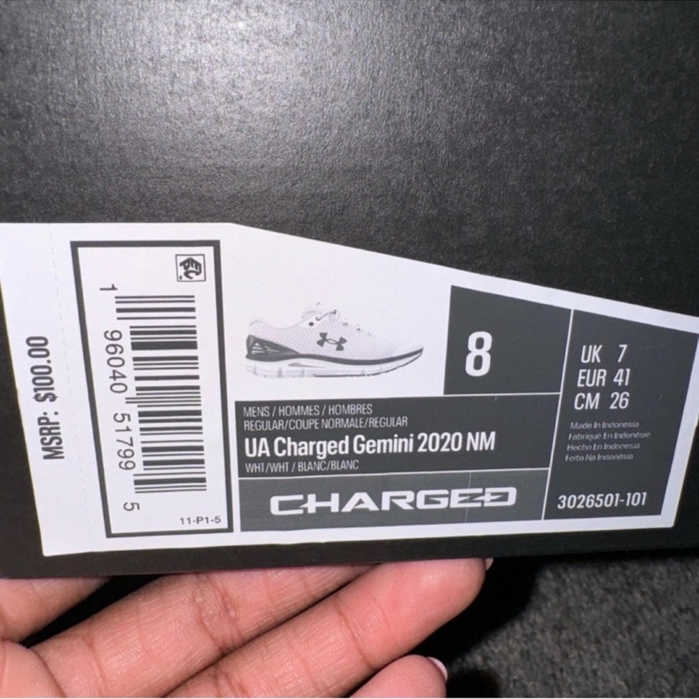 UNDER ARMOUR Charged Gemini 2020 NM Running Shoe Sz: 8 Mens. Comes w/Box - Picture 9 of 13